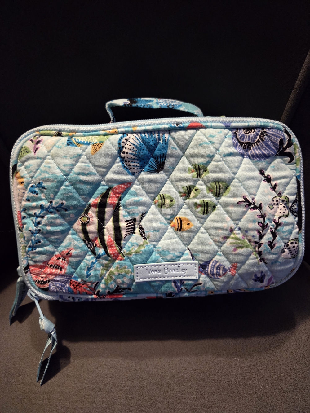 Vera Bradley Go Fish Blue Quilted Sea Life Travel Case - Light Blue Multi